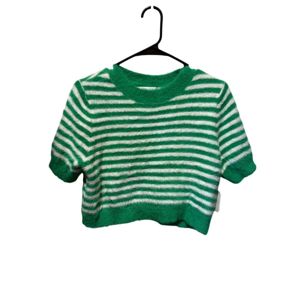 NWT Altar’d State Striped Cropped Crewneck Short Sleeve Sweater Size L